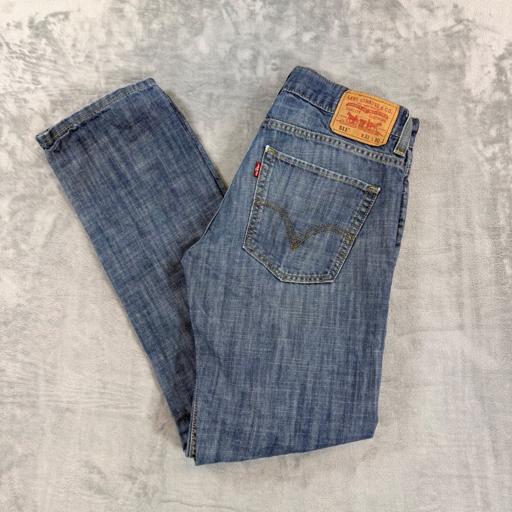 Levi's 511 Skinny Jeans Men's Size 31x30 Blue Med Wash Faded Denim Pants